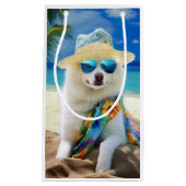 American Eskimo op Beach, zomercadeau voor hondenl Klein Cadeauzakje (Voorkant)