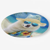 American Eskimo op Beach, zomercadeau voor hondenl Papieren Bordje (Gekanteld)