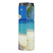 American Eskimo op Beach, zomercadeau voor hondenl Thermosbeker (Achterkant)