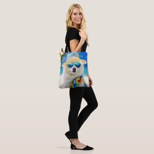 American Eskimo op Beach, zomercadeau voor hondenl Tote Bag (Op model)