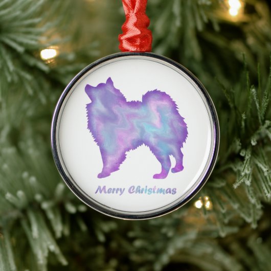 American Eskimo Purple Metalen Ornament (Boom)