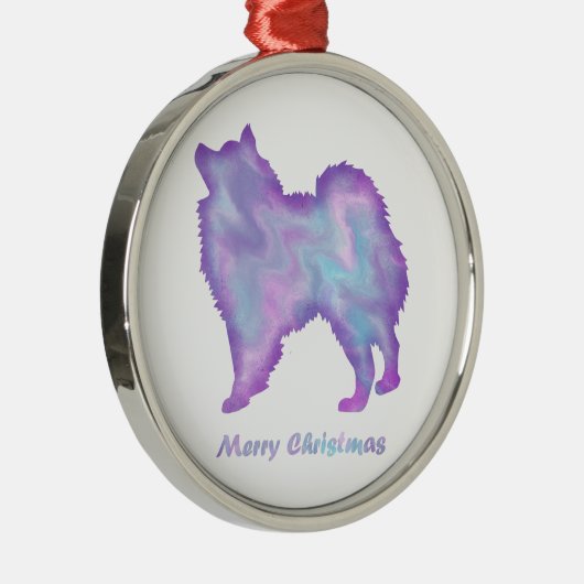 American Eskimo Purple Metalen Ornament (Rechts)