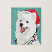 American Eskimo Samoyed Cute Puppy Dog Kerstmis Legpuzzel (Verticaal)
