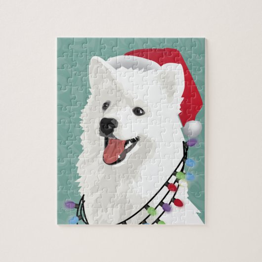 American Eskimo Samoyed Cute Puppy Dog Kerstmis Legpuzzel (Verticaal)
