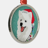 American Eskimo Samoyed Cute Puppy Dog Kerstmis Metalen Ornament (Rechts)