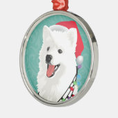 American Eskimo Samoyed Cute Puppy Dog Kerstmis Metalen Ornament (Links)
