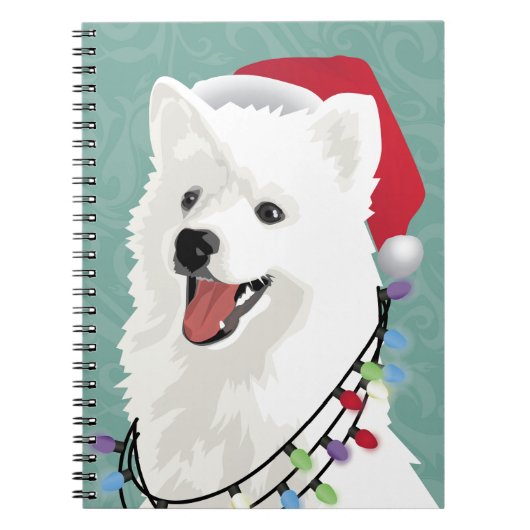 American Eskimo Samoyed Cute Puppy Dog Kerstmis Notitieboek (Voorkant)