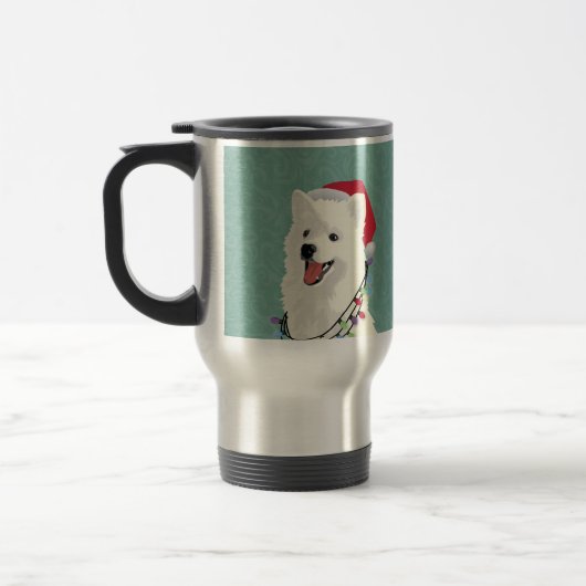 American Eskimo Samoyed Cute Puppy Dog Kerstmis Reisbeker (Links)