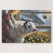 American Eskimo With Christmas Lights Holiday Legpuzzel (Horizontaal)