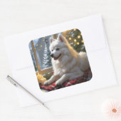 American Eskimo With Christmas Lights Holiday Vierkante Sticker (Envelop)