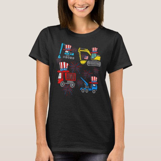 American Excavator I Dig 4th Of July USA Flag Kids T-shirt (Voorkant)
