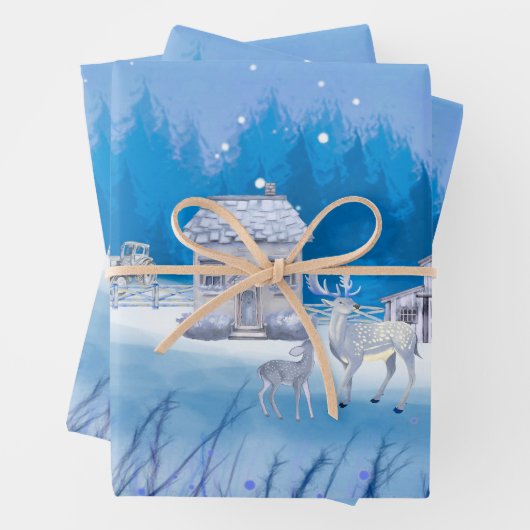 American Farm Wrapping Paper Flat Sheet Set of 3 (In situ)