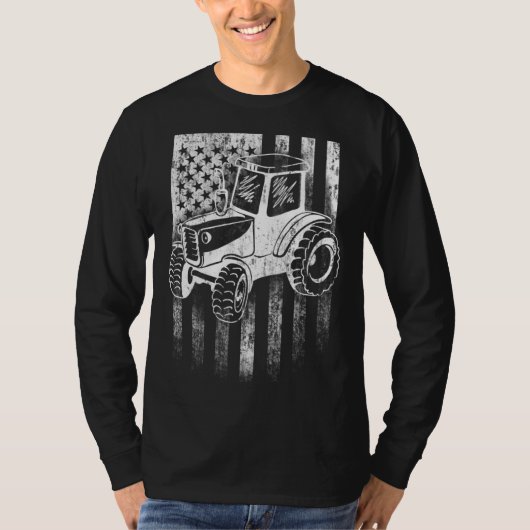 American Farmer USA Flag Farm Tractor Distressed T-shirt (Voorkant)