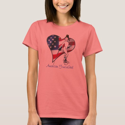 American Fencer Grrl - USAHeart T-shirt (Voorkant)