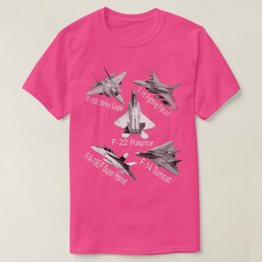 American Fighters Jets F22 Raptor F14 omcat Plane T-shirt (Design voorkant)