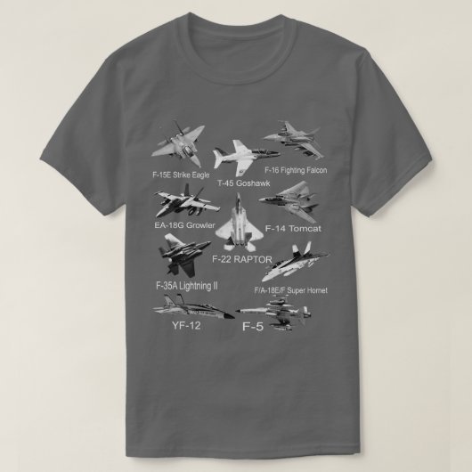 American Fighters Jets F22 Raptor F14 omcat Plane T-shirt (Design voorkant)