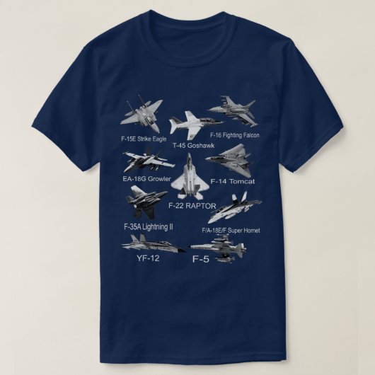 American Fighters Jets F22 Raptor F14 Tomcat Plane T-shirt (Design voorkant)