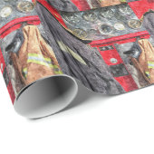 American Fire Truck Cadeaupapier (Rol Hoek)