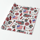American Firefighting Pattern Cadeaupapier (Uitgerold)