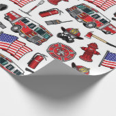 American Firefighting Pattern Cadeaupapier (Hoek)
