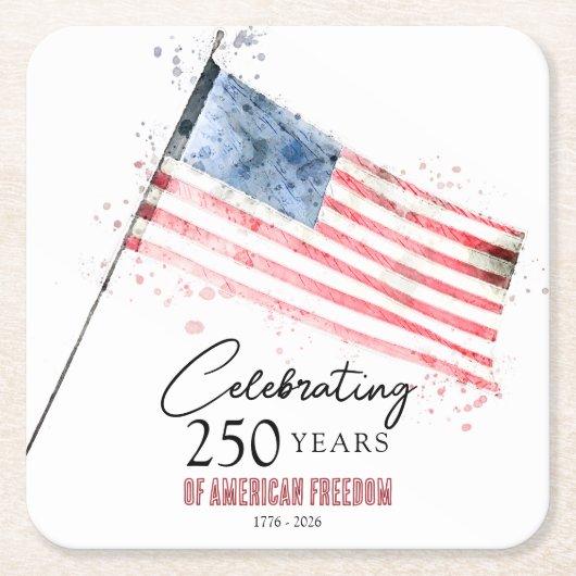 American Flag 250 Years Freedom 4th of July Party Kartonnen Onderzetters (Voorkant)