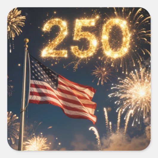 American Flag 250th Birthday Party Vierkante Sticker (Voorkant)
