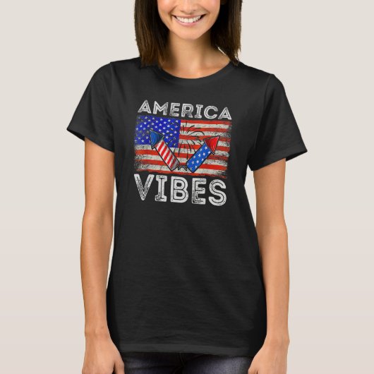 American Flag 4th Of July America Vibes T-shirt (Voorkant)