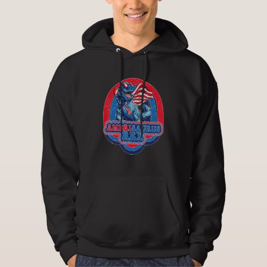 American Flag 4th Of July Rex Dinosaur Amerisaurus Hoodie (Voorkant)