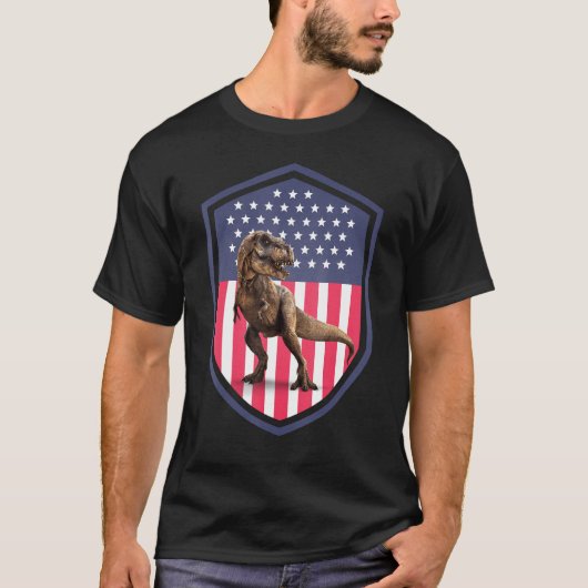 American Flag 4th of July Rex Dinosaur Amerisaurus T-shirt (Voorkant)