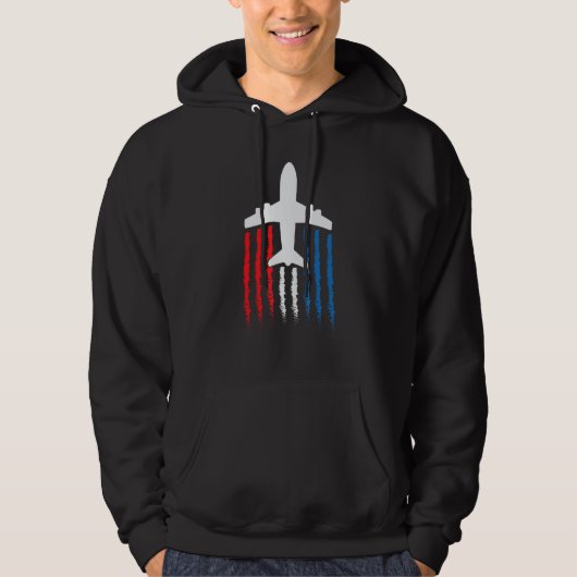 American Flag 747 Jumbo Jet July 4th Hoodie (Voorkant)