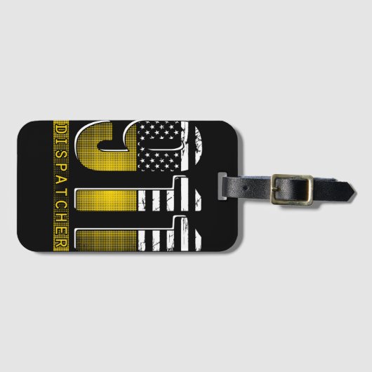 American Flag 911 Dispatcher Gold USA Bagagelabel (Voorkant (horizontaal))