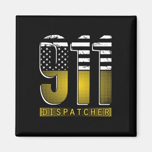 American Flag 911 Dispatcher Gold USA Magneet (Voorkant)