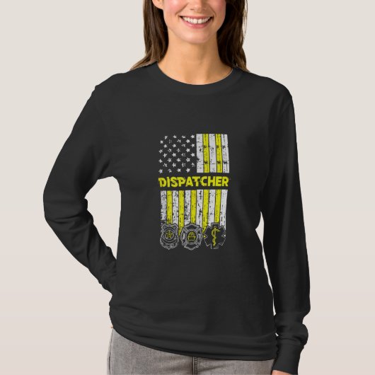 American Flag 911 Operator Dispatch Er Police Fire T-shirt (Voorkant)