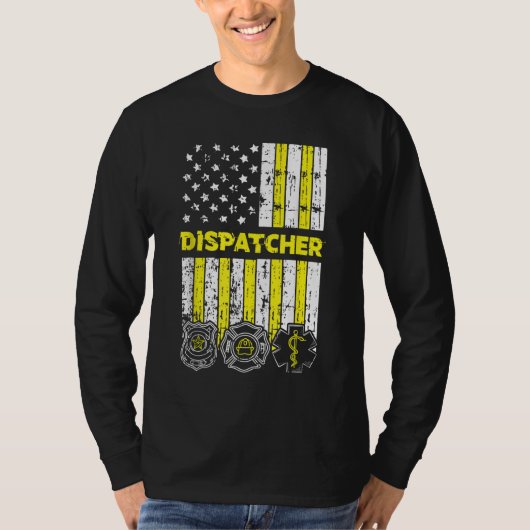 American Flag 911 Operator Dispatch-er Police Fire T-shirt (Voorkant)