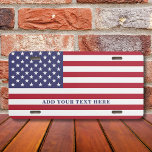 American Flag Add Your Custom Text Nummerplaat<br><div class="desc">Add a text, and easily create your personalized license plate. Click CUSTOMIZE to change the text color. You can TRANSFER this DESIGN on other Zazzle products and adjust it to fit most of the Zazzle items. Standard Studio designs are made in high-resolution vector graphics for a professional print. Thank you...</div>