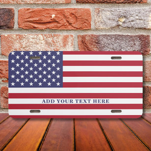 American Flag Add Your Custom Text Nummerplaat