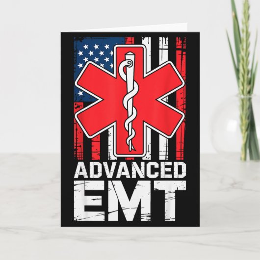 American Flag Advanced Emt Aemt Medical Technician Kaart (Voorkant)
