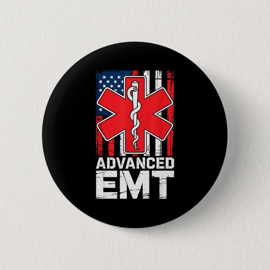 American Flag Advanced Emt Aemt Medical Technician Ronde Button 5,7 Cm (Voorkant)