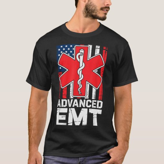 American Flag Advanced Emt Aemt Medical Technician T-shirt (Voorkant)