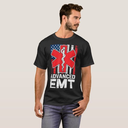 American Flag Advanced Emt Aemt Medical Technician T-shirt (Voorkant volledig)
