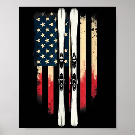 American Flag Alpine Skiing Skier _1  Poster (Voorkant)