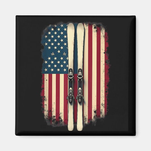 American Flag Alpine Skiing Skier _2  Magneet (Voorkant)