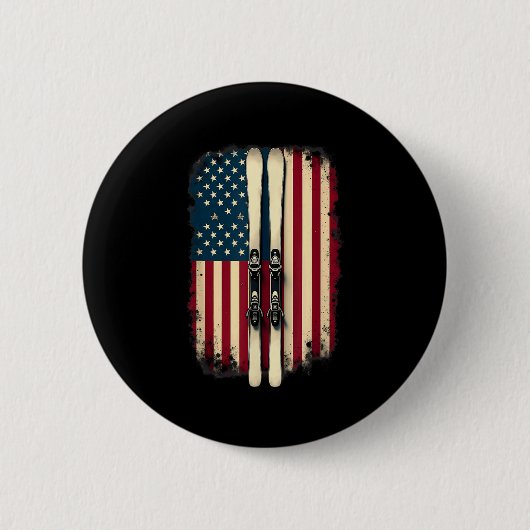 American Flag Alpine Skiing Skier _2 Ronde Button 5,7 Cm (Voorkant)