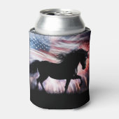 American Flag and Beautiful Horse Country Western Blikjeskoeler (Blikje Voorkant)