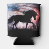 American Flag and Beautiful Horse Country Western Blikjeskoeler (Voorkant)