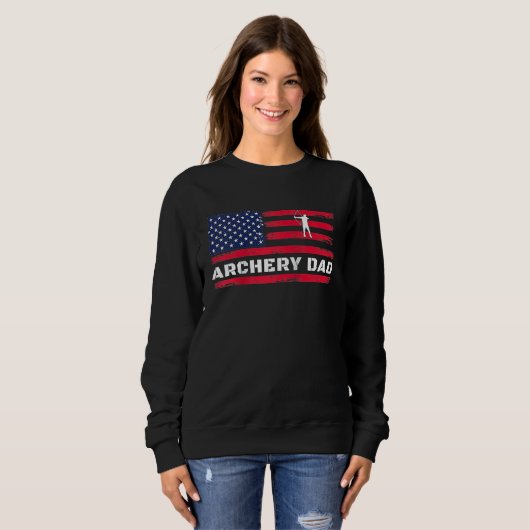 American Flag Archery Dad Father's Day Raglan Base Trui (Voorkant volledig)