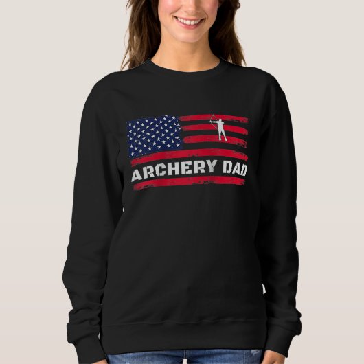 American Flag Archery Dad Father's Day Raglan Base Trui (Voorkant)
