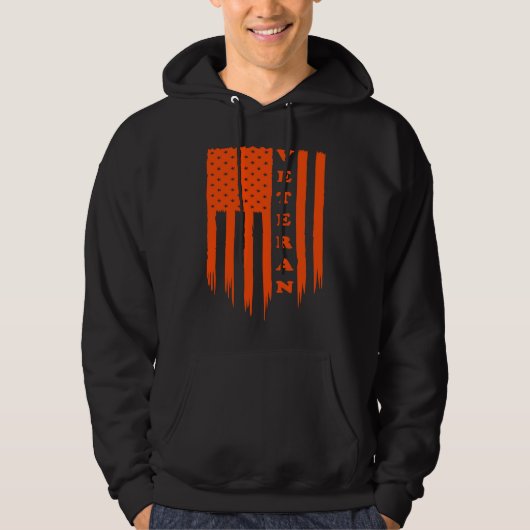 American Flag Armed Forces Veteran Patriot Grunge  Hoodie (Voorkant)