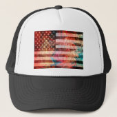 American Flag Art Grunge #5 Trucker Pet (Voorkant)