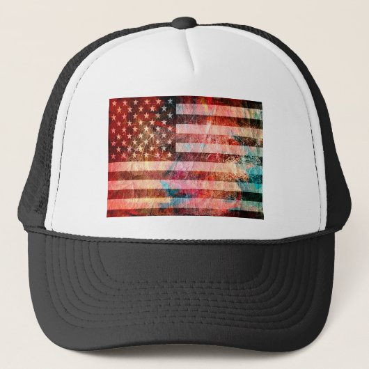 American Flag Art Grunge #5 Trucker Pet (Voorkant)